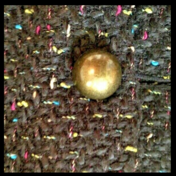 Jacket Blazer Studio by Liz Claiborne Sz 12 Tweed Multi-Color Gold-Tone Buttons - Picture 3 of 5